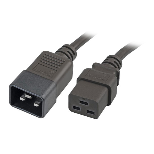 Scan 3.5m Mains Extension Lead Plug C19 (F) to C20(M) Power Cable/Connector - Black